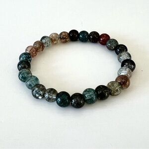 Teal Blue Beaded Bracelet Stone Crystal Style Earth Tones